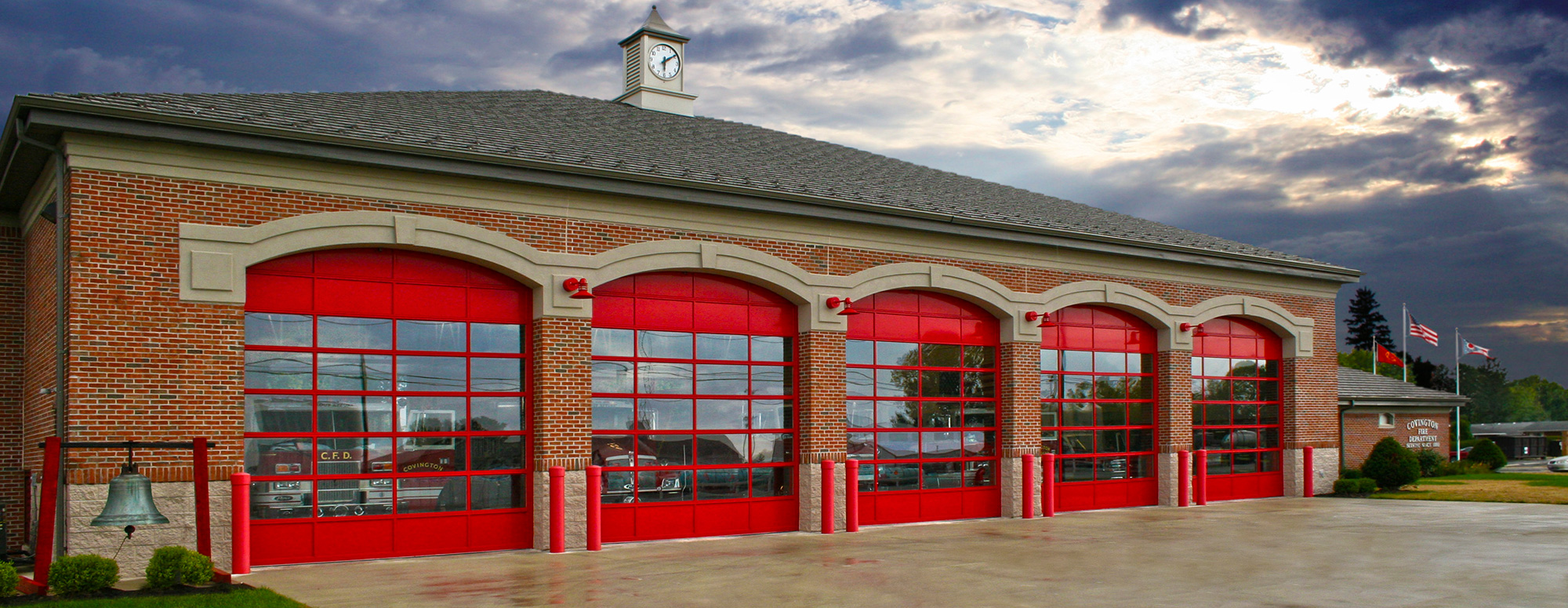 Fire engine red garage doors